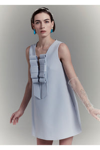 Alexandra bow detail mini dress in blue