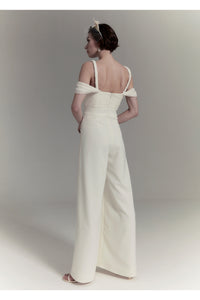 Cleo silk twist detail bridal jumpsuit