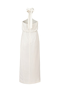 Palermo boyundan bağlamalı beyaz elbise