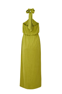 Kireç rengi Palermo boyundan askılı anvelop detaylı elbise